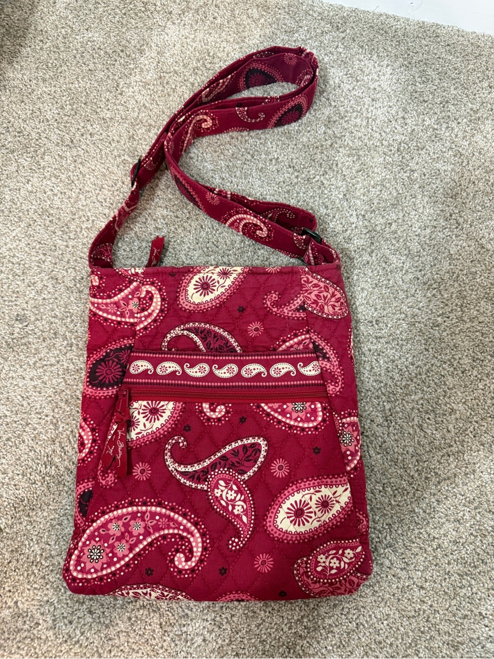 Vera Bradley Quilted Paisley Crossbody Bag in Deep Raspberry